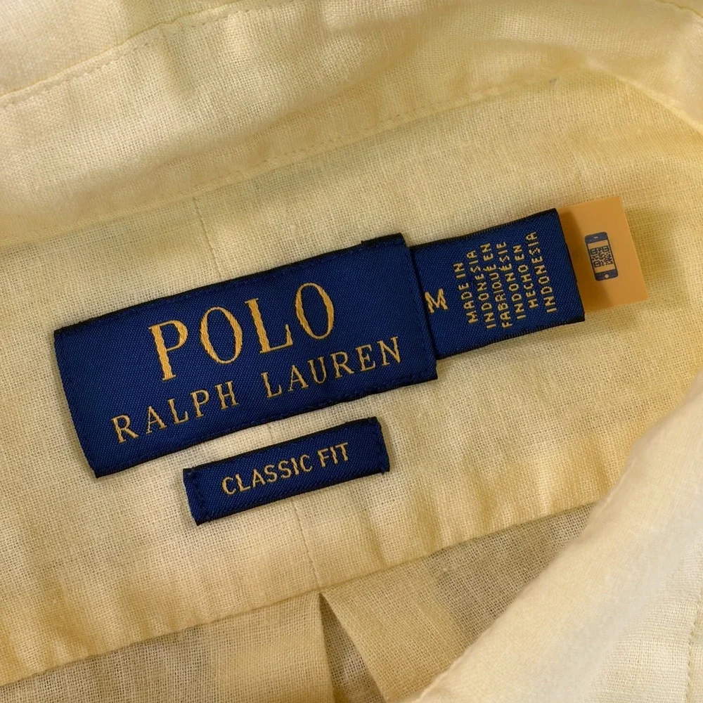 Polo Ralph Lauren Classic Fit Linen-Cotton Shirt in Yellow Men Medium NWOT $125